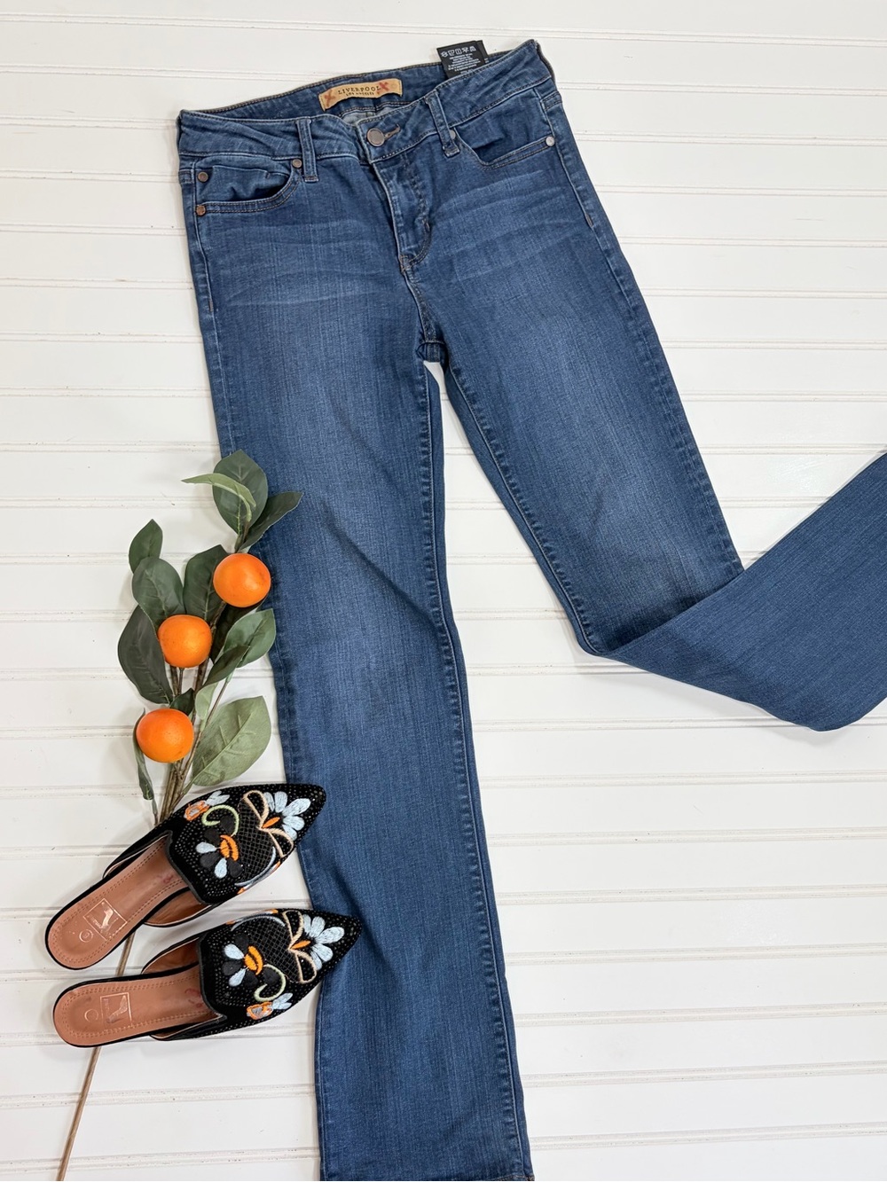 Liverpool Jeans Company Women's Straight Leg Jeans - Blue